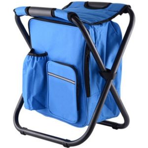 Outdoor Portable Folding Camping Chair Light Fishing Beach Chair Stainless Steel Pipe Folding Chair with Ice Bag(Blue)