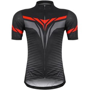 WEST BIKING YP0206164 Summer Polyester Breathable Quick-drying Round Shoulder Short Sleeve Cycling Jersey for Men (Color:Red and Black Size:XXL)