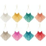2 Pairs Rope Braided Knot Hand-Woven Earrings Bohemian Tassel Earrings  Colour: Rose Red