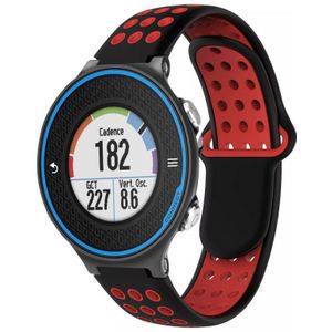 Voor Garmin Forerunner 620 tweekleurige geperforeerde ademende siliconen horlogeband (zwart + rood)