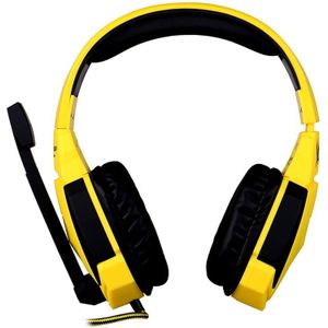 KOTION EACH G4000 USB Version Stereo Gaming Headphone Headset Headband with Microphone Volume Control LED Light for PC Gamer Cable Length: About 2.2m(Black + Yellow)