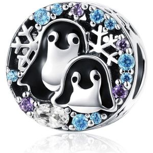 S925 Sterling Silver Penguin House Bracelet Accessories With Diamond Beads