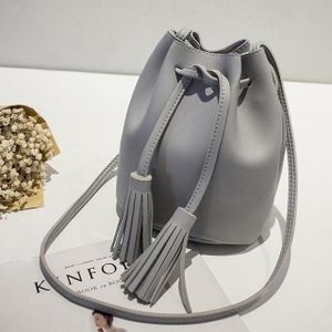 Fringed Bags For Women Drawstring Buckets Single Women Messenger Bag(Gray)
