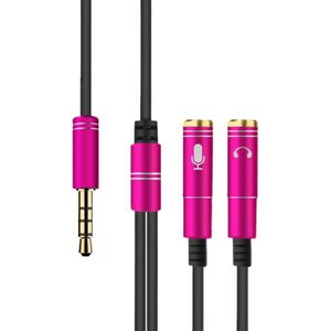 2 in 1 3.5mm Male to Double 3.5mm Female TPE High-elastic Audio Cable Splitter  Cable Length: 32cm(Rose Red)