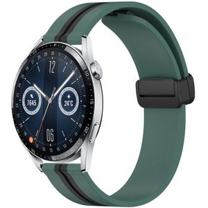 Voor Huawei Watch GT3 46mm 22mm Opvouwbare magnetische sluiting siliconen horlogeband (olijfgroen + zwart)