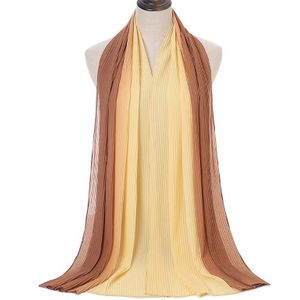 Color-Blocking Crumpled Long Print Gradient Color All Seasons Universal Sunscreen Scarf  Size: 180 x 70cm(11 Caramel+Pink)