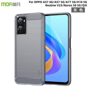 Voor OPPO A57 4G / A57 5G / A77 5G MOFI GENTLESS SERIES Borstelde textuur Koolstofvezel Zachte TPU -behuizing