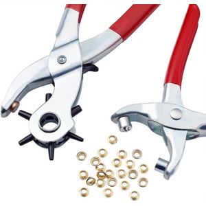 1Set 45# Steel Punch Plier Sets  Eyelet Pliers and Iron Findings  Suitable for Leather Punch (Red)