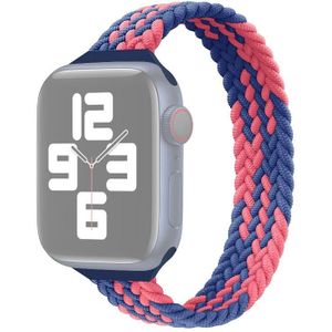 Small Taille Single Loop Nylon Vlecht Vervangende horlogeband voor Apple Watch Series 7 41mm / 6 & SE & 5 & 4 40mm / 3 & 2 & 1 38mm  Grootte: S 135mm (Z Pattern-Blue Pink)