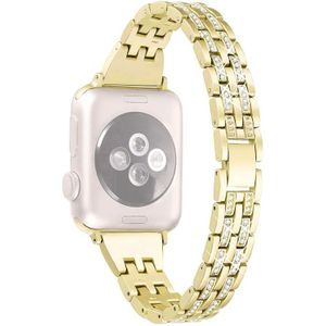 Colorful Diamond Stainless Steel Watchband for Apple Watch Series 5 & 4 44mm / 3 & 2 & 1 42mm(Gold)