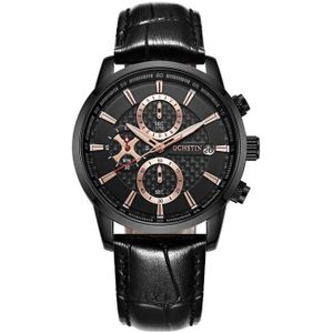 OCHSTIN 6085B multifunctioneel quartz waterdicht heren lederen horloge