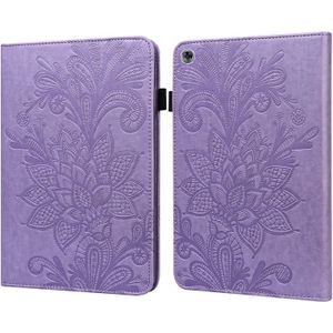 For Huawei MediaPad M5 Lite Lace Flower Embossing Pattern Horizontal Flip Leather Case with Holder & Card Slots & Wallet & Photo Frame(Purple)