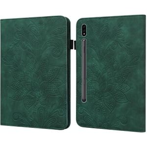 For Samsung Galaxy Tab S7 SM-T870/SM-T875/SM-T876B Lace Flower Embossing Pattern Horizontal Flip Leather Case with Holder & Card Slots & Wallet & Photo Frame(Green)