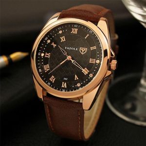 Yazole 342 Lederen band Diamond Scale Quartz Watch (Black+Brown)