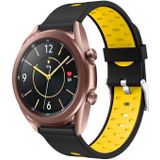 Voor Samsung Galaxy Watch 3 45mm Drie rijgaten Siliconen horlogeband (zwart geel)