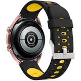 Voor Samsung Galaxy Watch 3 45mm Drie rijgaten Siliconen horlogeband (zwart geel)
