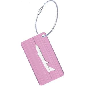 Brush Aluminum Luggage Tag Luggage Boarding Pass Check Tag(Rose Red)