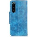 For Sony Xperia 5 III Crazy Horse Texture Magnetic Buckle Horizontal Flip Leather Case with Holder & 6-Card Slots & Wallet(Blue)