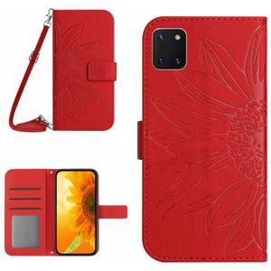 Voor Samsung Galaxy A81/Note10 Lite Skin Feel Sun Flower Pattern Flip Leather Phone Case (Rood)