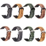 Smart Quick Release Watch Strap Crazy Horse Leather Retro Strap For Samsung Huawei Size: 24mm  (Deep Brown Silver Buckle)