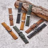 Smart Quick Release Watch Strap Crazy Horse Leather Retro Strap For Samsung Huawei Size: 24mm  (Deep Brown Silver Buckle)