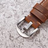 Smart Quick Release Watch Strap Crazy Horse Leather Retro Strap For Samsung Huawei Size: 24mm  (Deep Brown Silver Buckle)