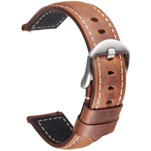 Smart Quick Release Watch Strap Crazy Horse Leather Retro Strap For Samsung Huawei Size: 24mm (Deep Brown Silver Buckle)