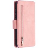 For Samsung Galaxy A71 Detachable Frosted Magnetic Horizontal Flip Leather Case with Card Slots & Holder & Zipper Wallet & Photo Frame(Pink)