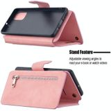 For Samsung Galaxy A71 Detachable Frosted Magnetic Horizontal Flip Leather Case with Card Slots & Holder & Zipper Wallet & Photo Frame(Pink)
