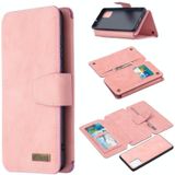 For Samsung Galaxy A71 Detachable Frosted Magnetic Horizontal Flip Leather Case with Card Slots & Holder & Zipper Wallet & Photo Frame(Pink)