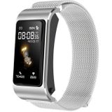 H21 1 14-inch Steel Band Oortelefoon Afneembaar Smart Watch Ondersteuning Temperatuurmeting / Bluetooth Bellen / Spraakbesturing (Zilver)