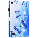 For Amazon Kindle Fire 7 Animal Pattern Horizontal Flip Leather Case with Holder & Card Slots & Photo Frame & Sleep / Wake-up Function(Blue Butterfly)