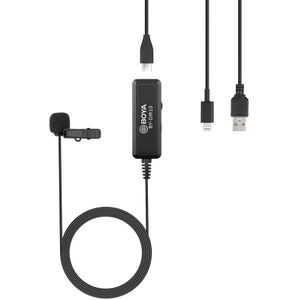 BOYA BY-DM10 USB / 8 Pin Plug Broadcast Lavalier Microphone with Windscreen  Cable Length: 6m(Black)