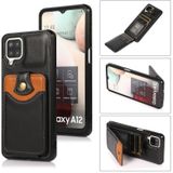 Voor Samsung Galaxy A12 Soft Skin Lederen Portemonnee Bag Telefoon Case (Zwart)