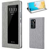 For Huawei P40 ViLi DMX-54 Shockproof TPU + PU Leather View Window Magnetic Attraction Horizontal Flip Protective Case with Card Slots & Holder & Sleep / Wake-up(Grey)