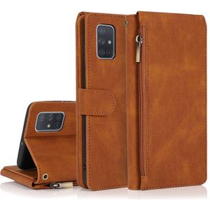 For Samsung Galaxy A71 Skin-feel Crazy Horse Texture Zipper Wallet Bag Horizontal Flip Leather Case with Holder & Card Slots & Wallet & Lanyard(Brown)