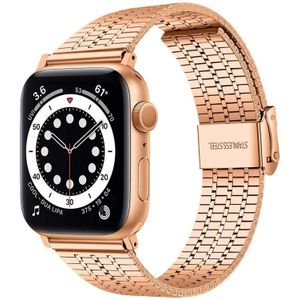 Stalen horlogeband voor Apple Watch Series 7 45 mm / 6 & SE & 5 & 4 44 mm / 3 & 2 & 1 42 mm (rosé goud)