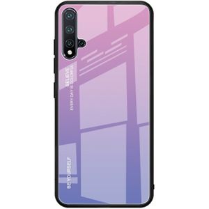 For Huawei Nova 5 / Nova 5 Pro Gradient Color Glass Case(Light Purple)