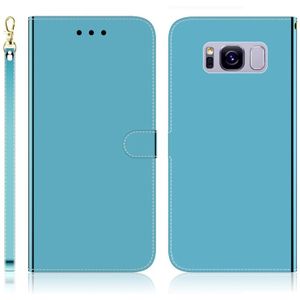 Voor Galaxy S8 Imitated Mirror Surface Horizontal Flip Leather Case met Holder & Card Slots & Wallet & Lanyard(Blue)