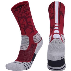2 paar lengte buis basketbal sokken boksen roller schaatsen rijden sportsokken  maat: XL 43-46 yards (rood wit)