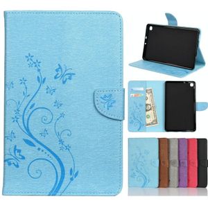 For Samsung Galaxy Tab A 8.4 (2020) T307 Butterfly Flower Embossing Pattern Horizontal Flip Leather Case with Holder & Card Slots & Wallet(Blue)