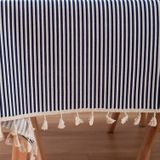 Kwast Lace Daisy print katoen linnen tafellaken  grootte: 140x140cm (Navy Blue Stripes)