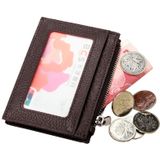 Cowhide Leather Solid Color Zipper Card Holder Wallet RFID Blocking Card Bag Protect Case Coin Purse  Size: 11*8*1.5cm(Coffee)