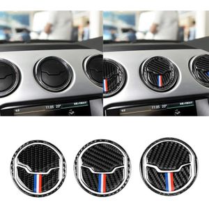 9 PCS Car USA Color Carbon Fiber Air Outlet Decorative Sticker for Ford Mustang 2015-2017