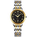Skmei 9272 roestvrijstalen gesp riem waterdichte kwarts horloge vrouwen (goud en zwart)