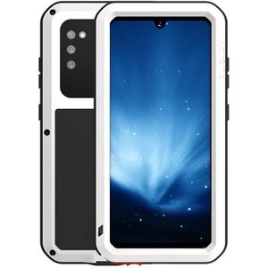 For Samsung Galaxy A41 LOVE MEI Metal Shockproof Waterproof Dustproof Protective Case with Glass(White)