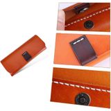 K064 Multifunctional Vegetable Tanned Leather Glasses Storage Box(Red Brown)