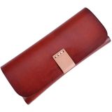 K064 Multifunctional Vegetable Tanned Leather Glasses Storage Box(Red Brown)