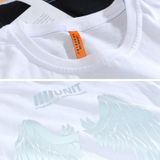 Wings Reflective Round Neck Short-sleeved Loose Printed Cotton T-shirt (Color:Blue Size:XXL)