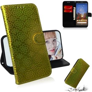 For Google Pixel 3A Solid Color Colorful Magnetic Buckle Horizontal Flip PU Leather Case with Holder & Card Slots & Wallet & Lanyard(Gold)